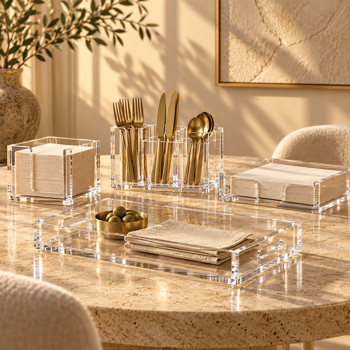 Acessórios de mesa e cozinha em acrílico