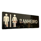 Placa Sinalização Banheiro WC Acrílico Espelhado