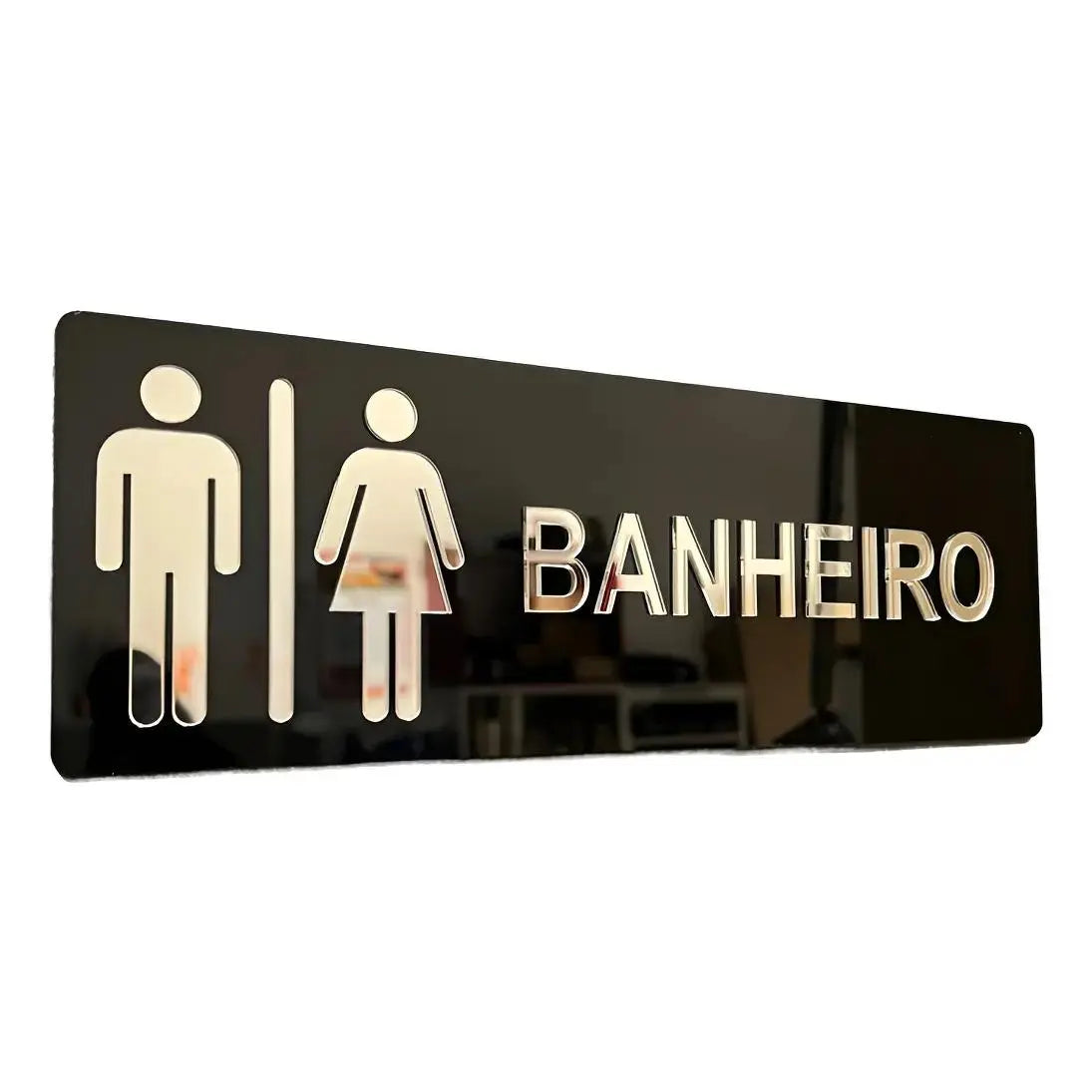 Placa Sinalização Banheiro WC Acrílico Espelhado
