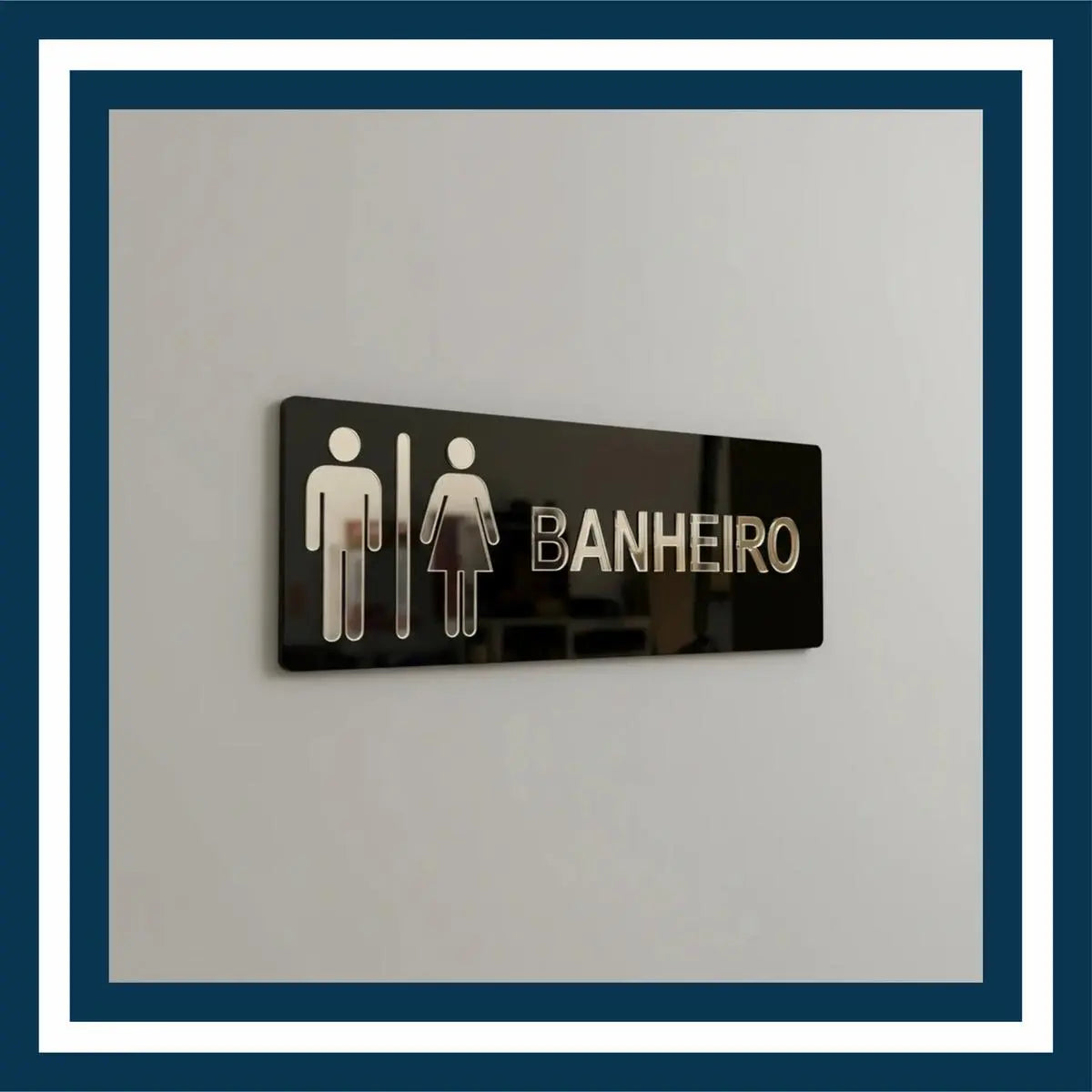 Placa Sinalização Banheiro WC Acrílico Espelhado