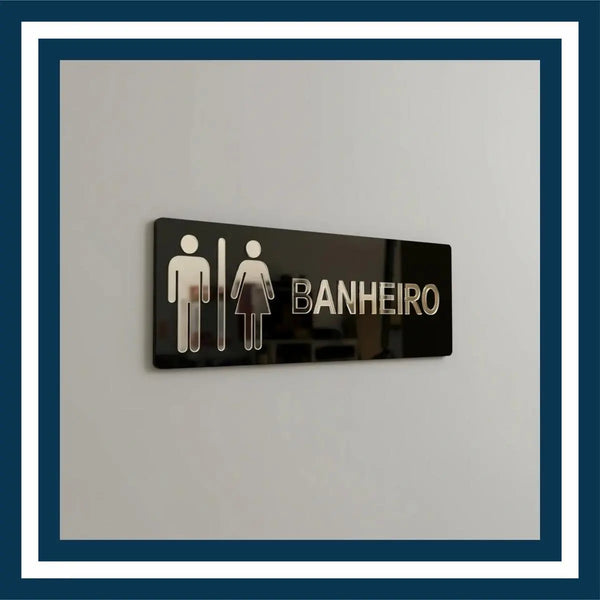 Placa Sinalização Banheiro WC Acrílico Espelhado