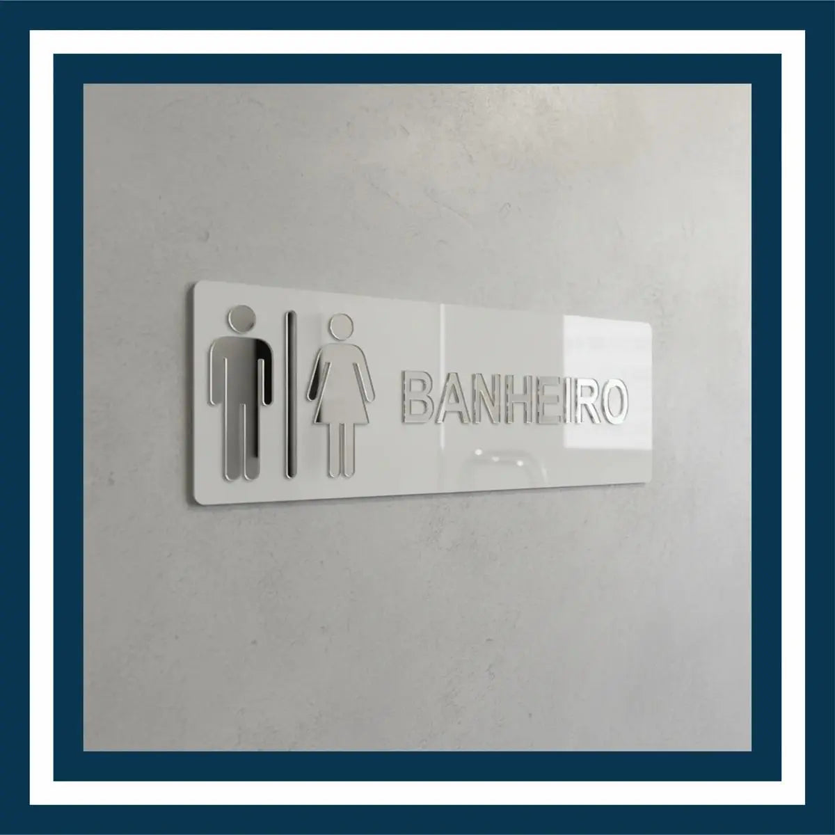 Placa Sinalização Banheiro WC Acrílico Espelhado
