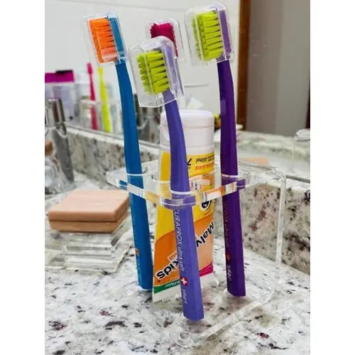 Suporte Para Escova e Creme Dental de Acrílico Cristal Porta Escovas
