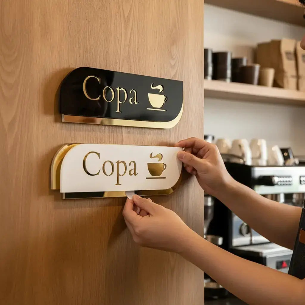 Placa De Sinalização Em Acrílico Espelhado Copa