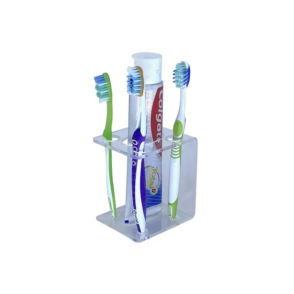 Suporte Para Escova e Creme Dental de Acrílico Cristal Porta Escovas