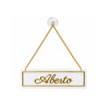 Placa Aberto Fechado Acrilico Para Porta Com Ventosa Dourado