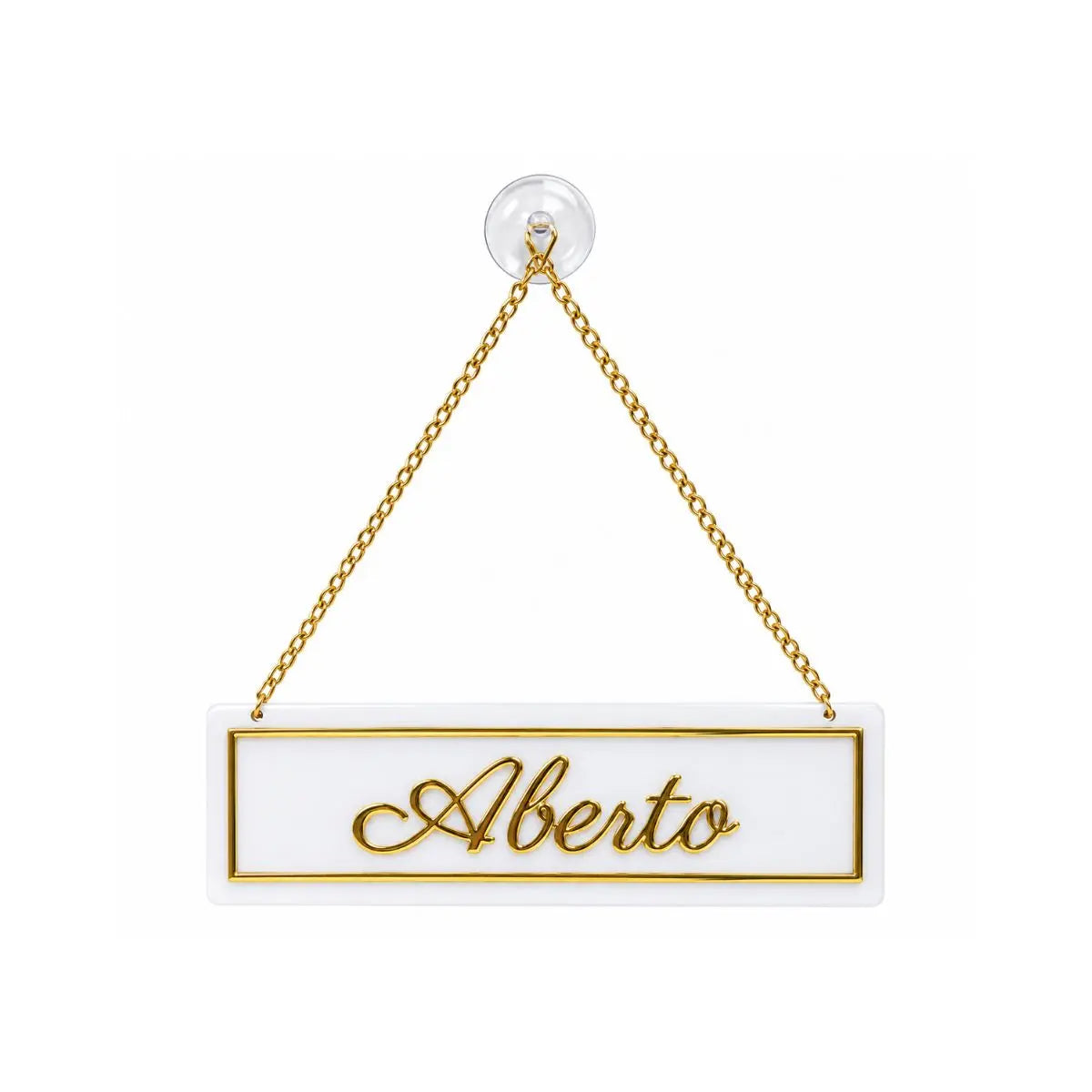 Placa Aberto Fechado Acrilico Para Porta Com Ventosa Dourado