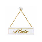 Placa Aberto Fechado Acrilico Para Porta Com Ventosa Dourado