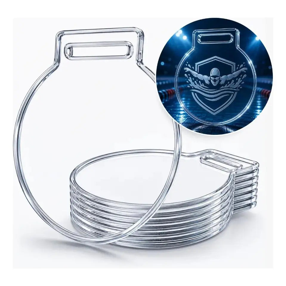 Medalha Grande Acrílico Cristal Redonda Lisa Kit 30 7cm 2mm