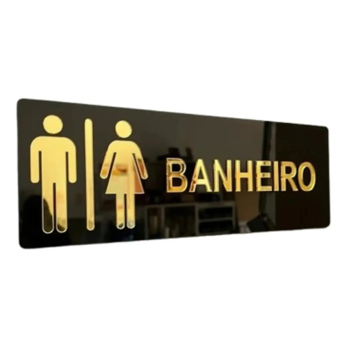 Placa Sinalização Banheiro WC Acrílico Espelhado