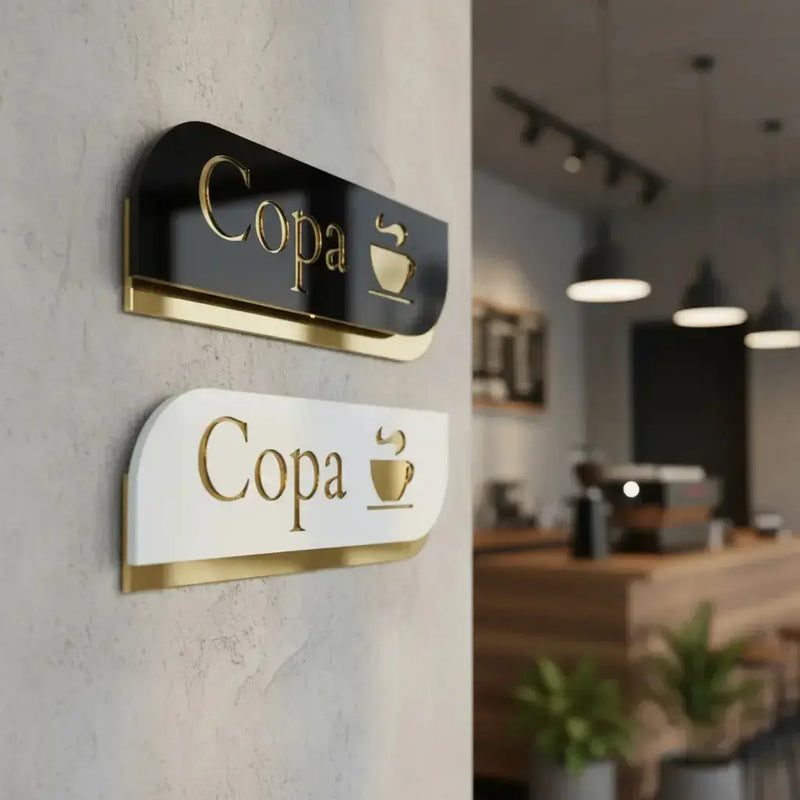 Placa De Sinalização Em Acrílico Espelhado Copa