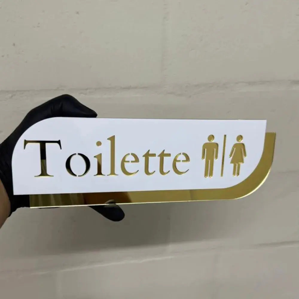 Placa De Sinalização Em Acrílico Espelhado Toillete