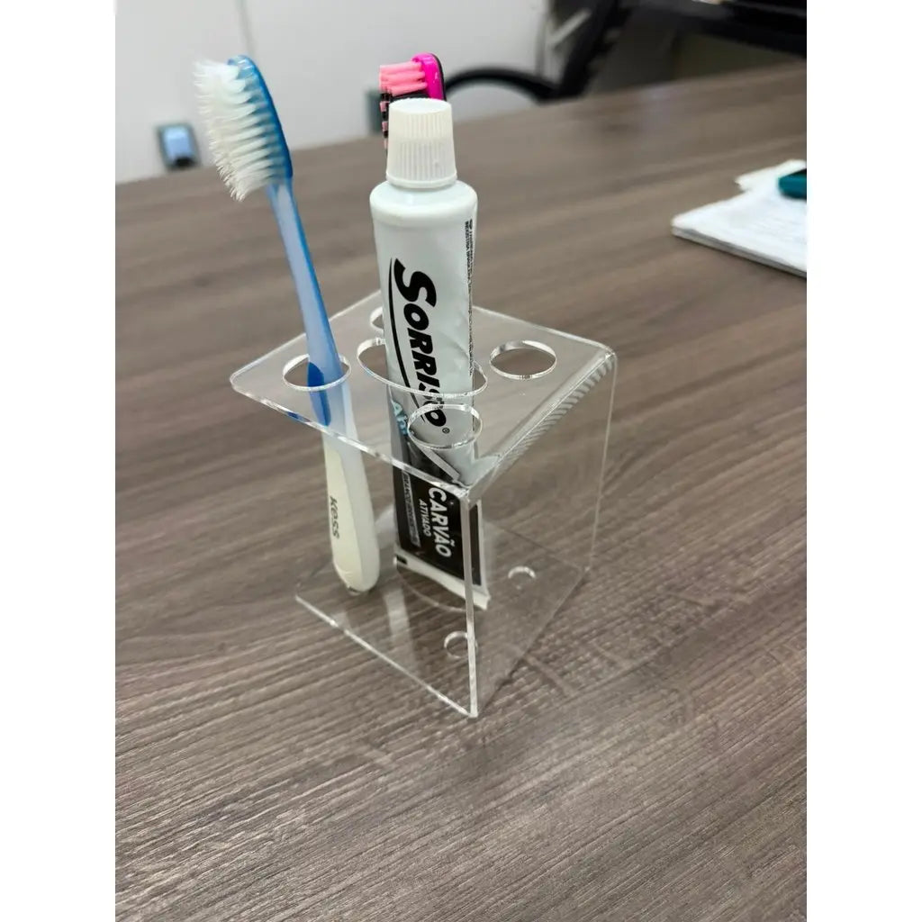 Suporte Para Escova e Creme Dental de Acrílico Cristal Porta Escovas