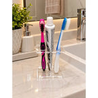 Suporte Para Escova e Creme Dental de Acrílico Cristal Porta Escovas