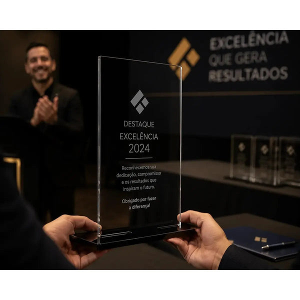 Kit 5 Troféus Em Acrílico Liso Para Personalização