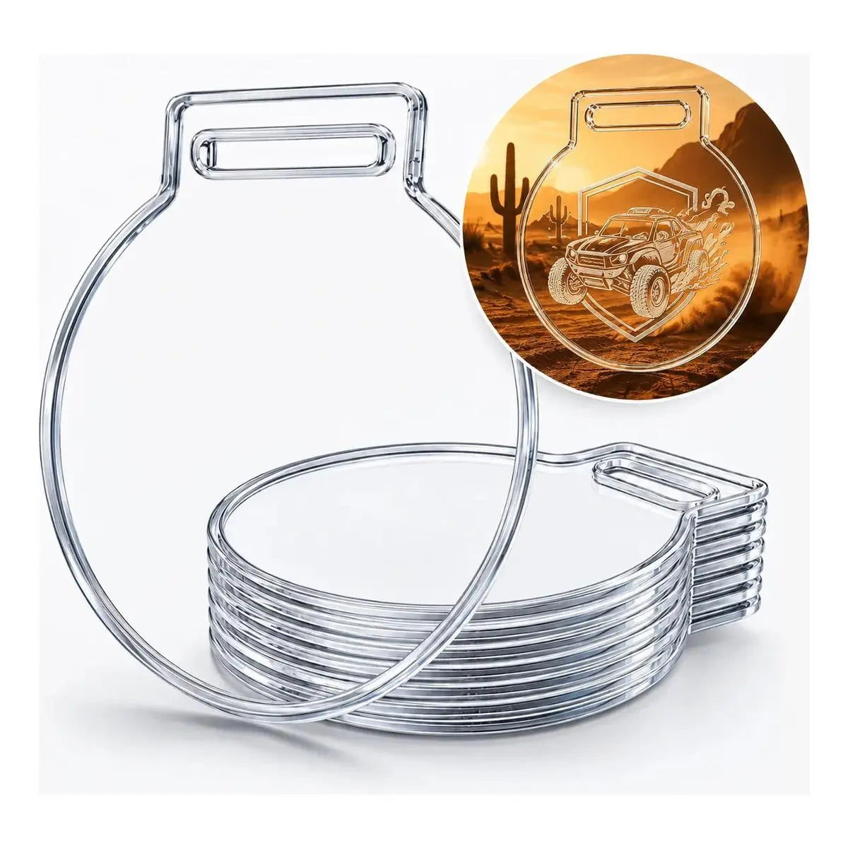 Medalha Acrílico Cristal Redonda Lisa Kit 30 Un 7cm 3mm
