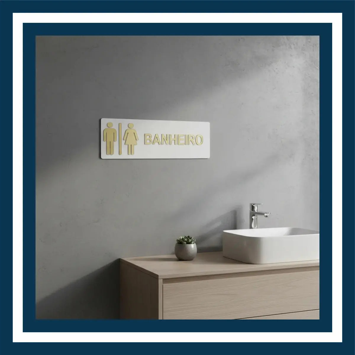 Placa Sinalização Banheiro WC Acrílico Espelhado